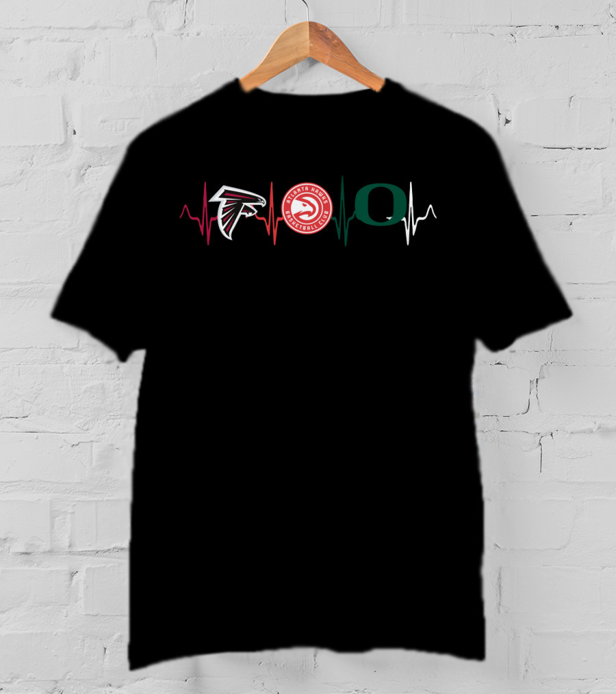 Atlanta Falcons Hawks Oregon Ducks Heartbeat T-Shirt