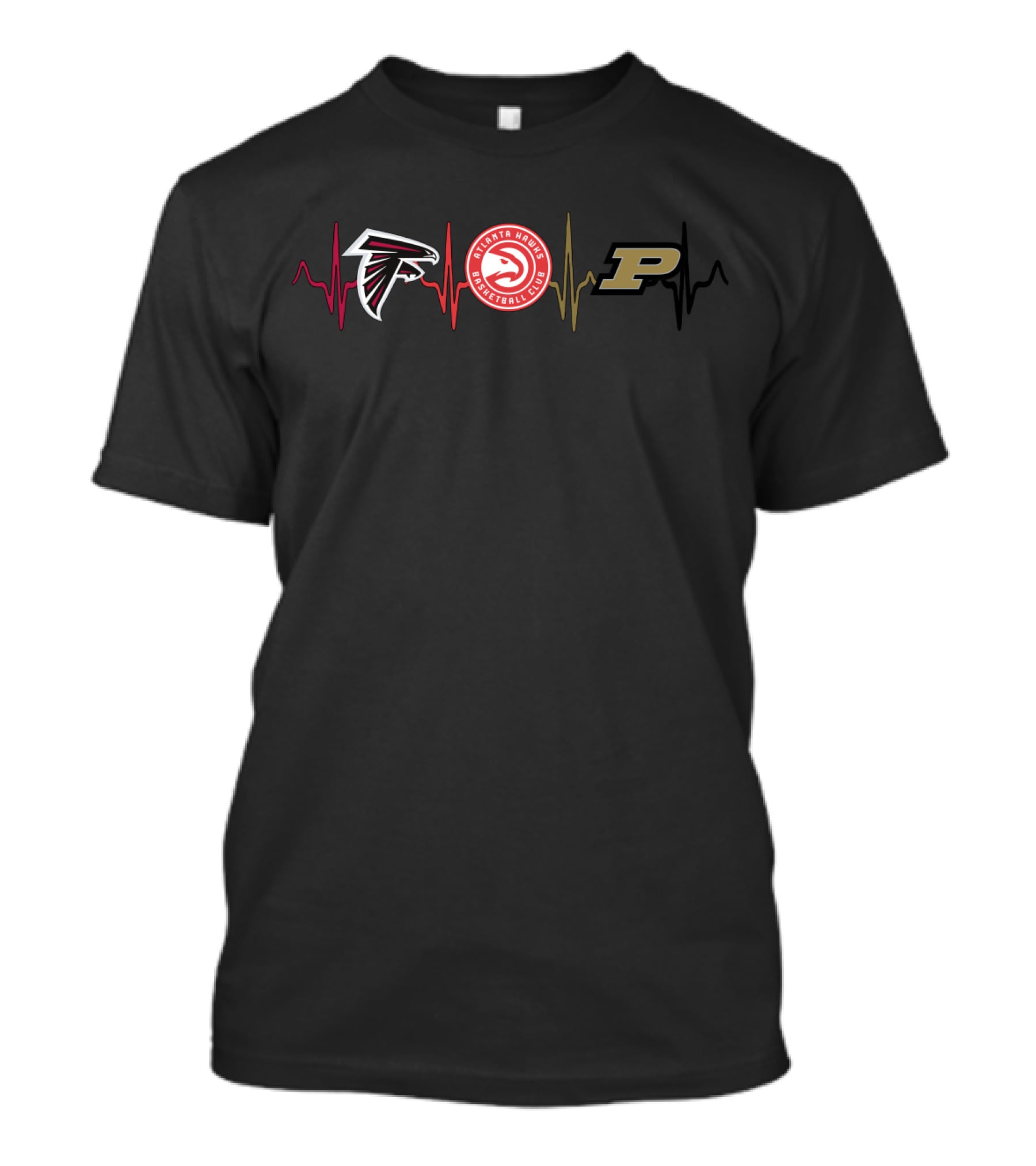 Atlanta Falcons Atlanta Hawks Purdue Boilermakers Heartbeat T-Shirt