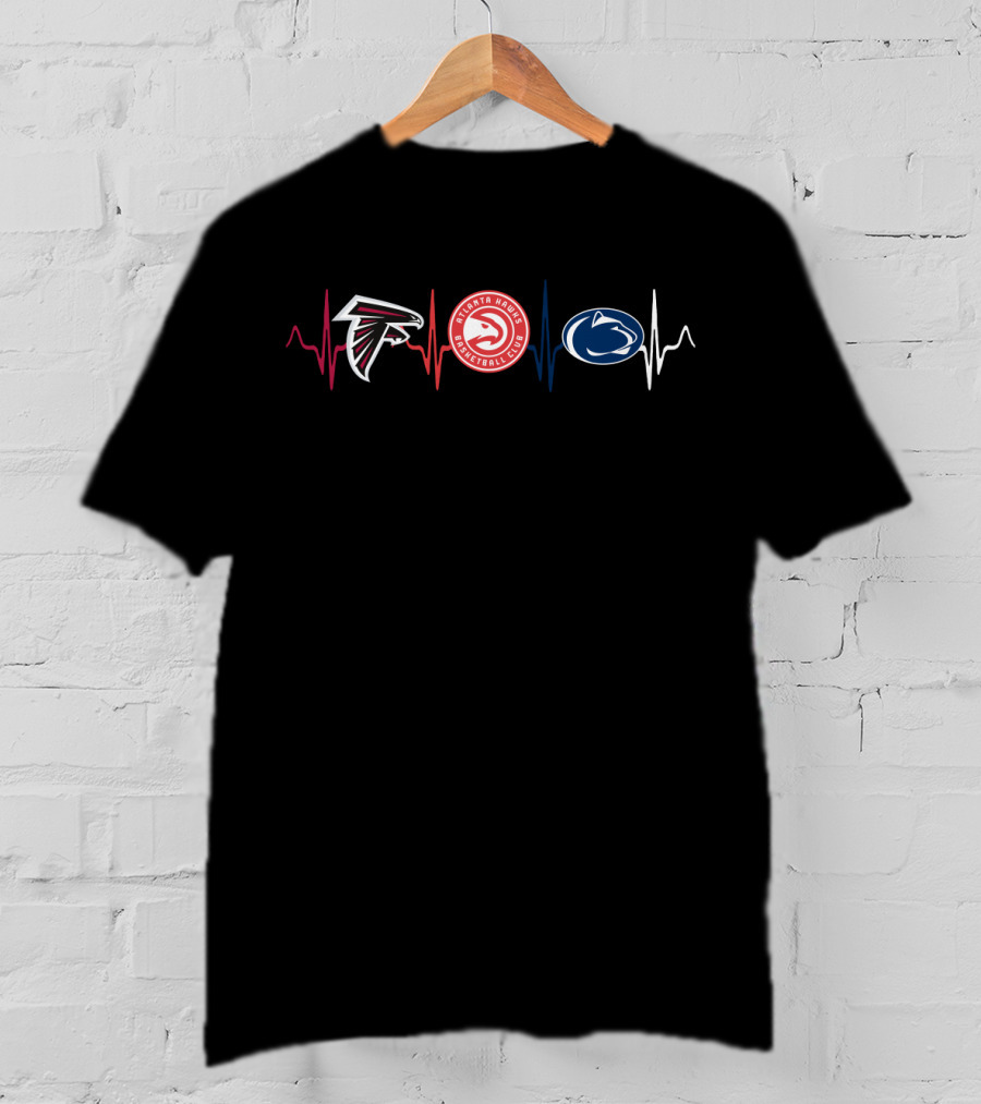 Atlanta Falcons Hawks Penn State Nittany Lions Heartbeat T-Shirt