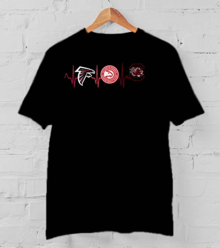 Falcons Hawks South Carolina Gamecocks Heartbeat T-Shirt