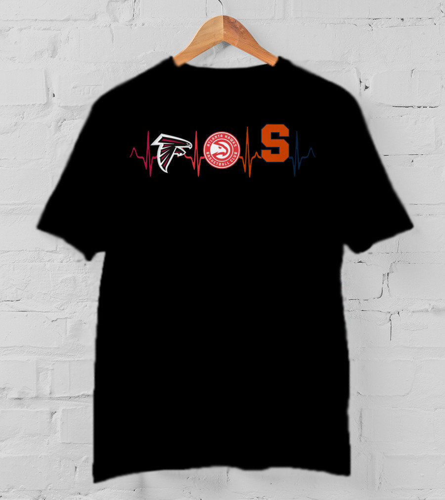 Atlanta Falcons Hawks With Syracuse Orange Heartbeat T-Shirt