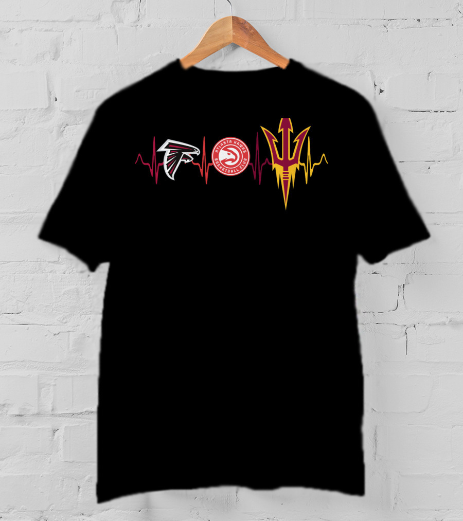 Atlanta Falcons Hawks Arizona State Sun Devils Heartbeat T-Shirt