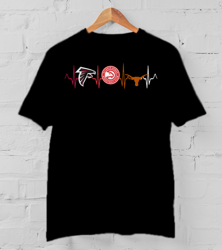 Atlanta Falcons Atlanta Hawks Texas Longhorns Heartbeat T-Shirt