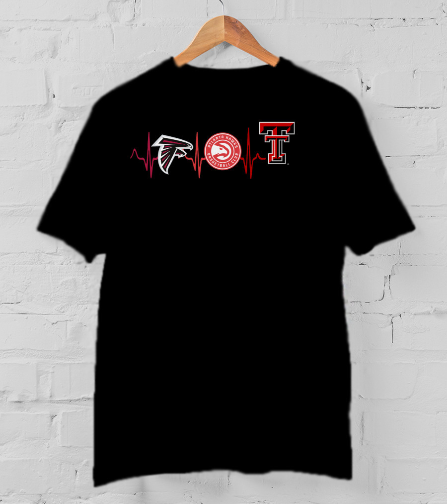 Atlanta Falcons Atlanta Hawks Texas Tech Red Raiders Heartbeat T-Shirt