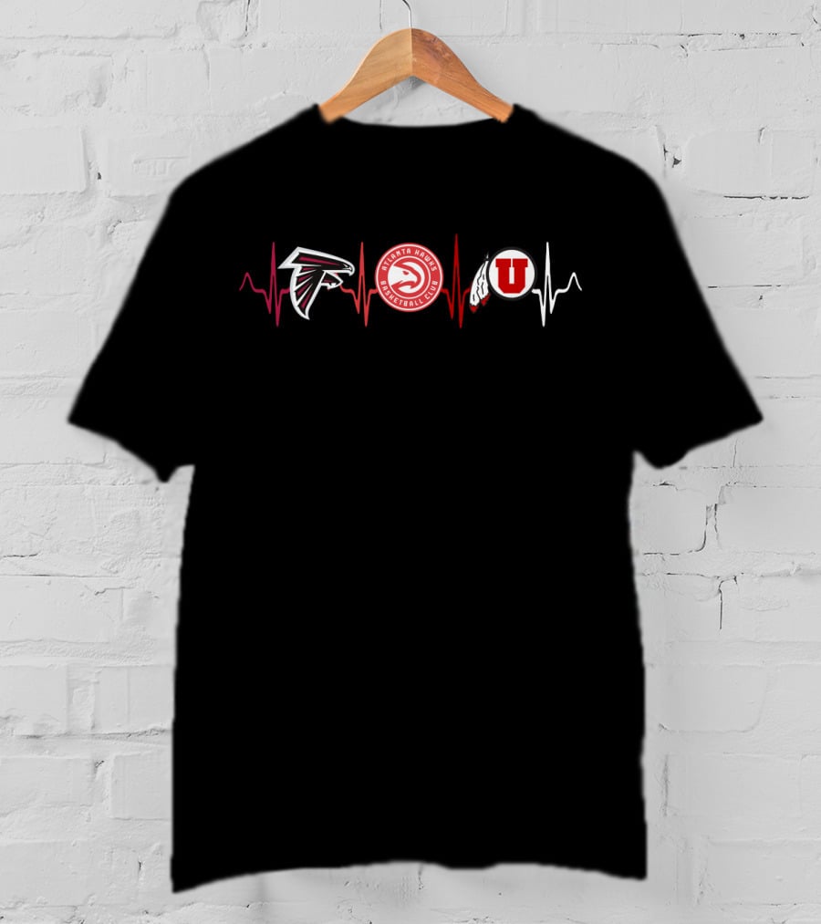 Atlanta Falcons Atlanta Hawks Utah Utes Heartbeat T-Shirt