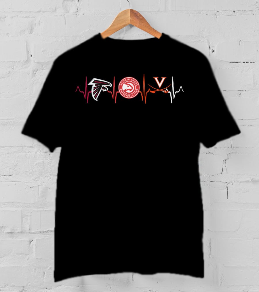 Atlanta Falcons Atlanta Hawks Virginia Cavaliers Heartbeat T-Shirt