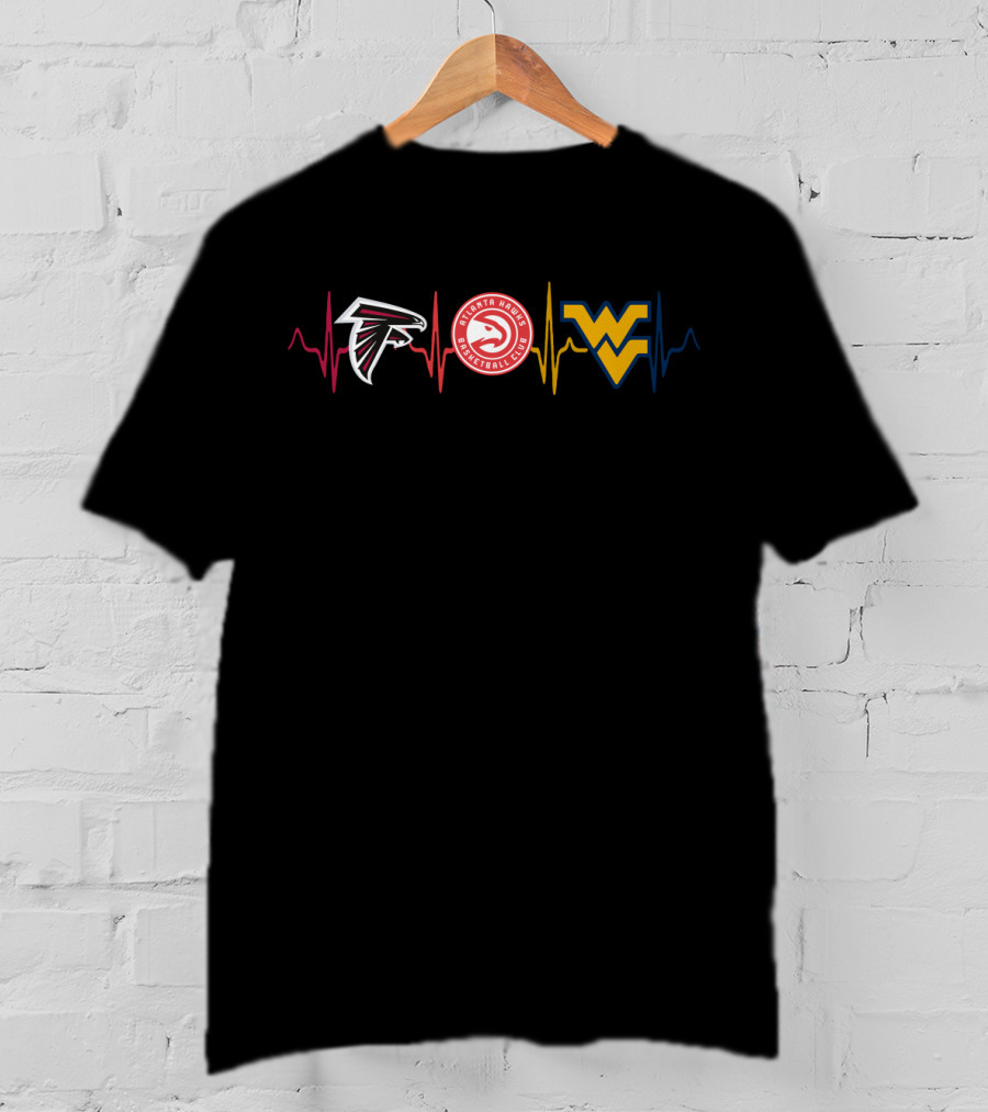 Atlanta Falcons Atlanta Hawks West Virginia Mountaineers Fan Heartbeat T-Shirt