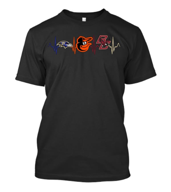 Baltimore Ravens Baltimore Orioles Boston College Heartbeat T-Shirt