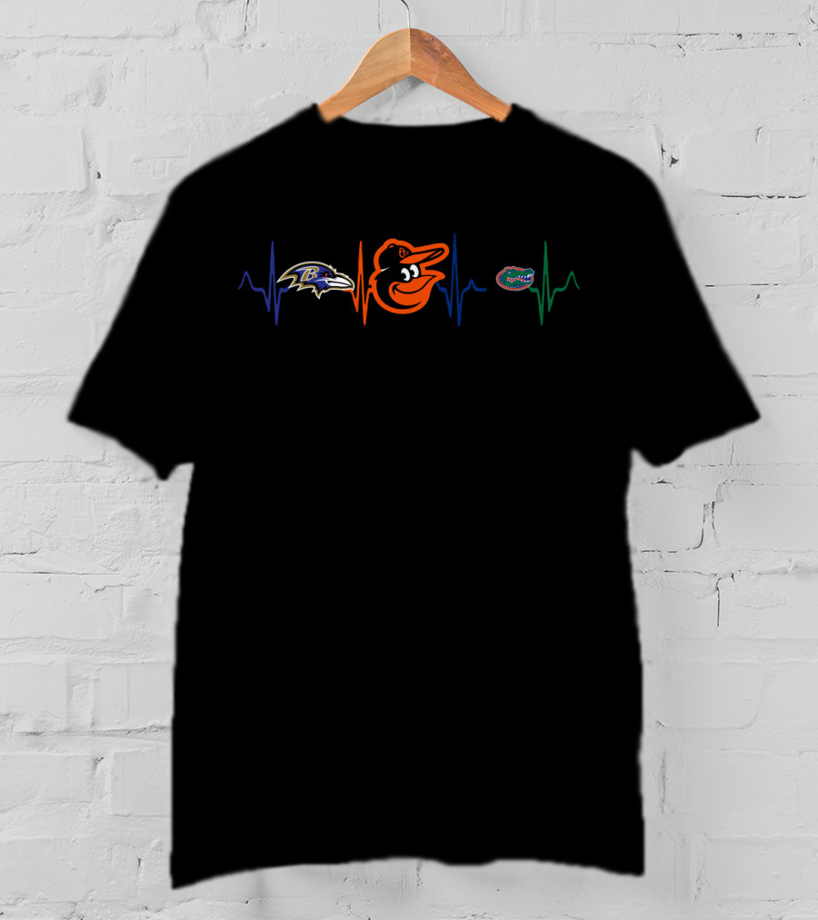 Ravens Orioles Florida Gators Heartbeat T-Shirt
