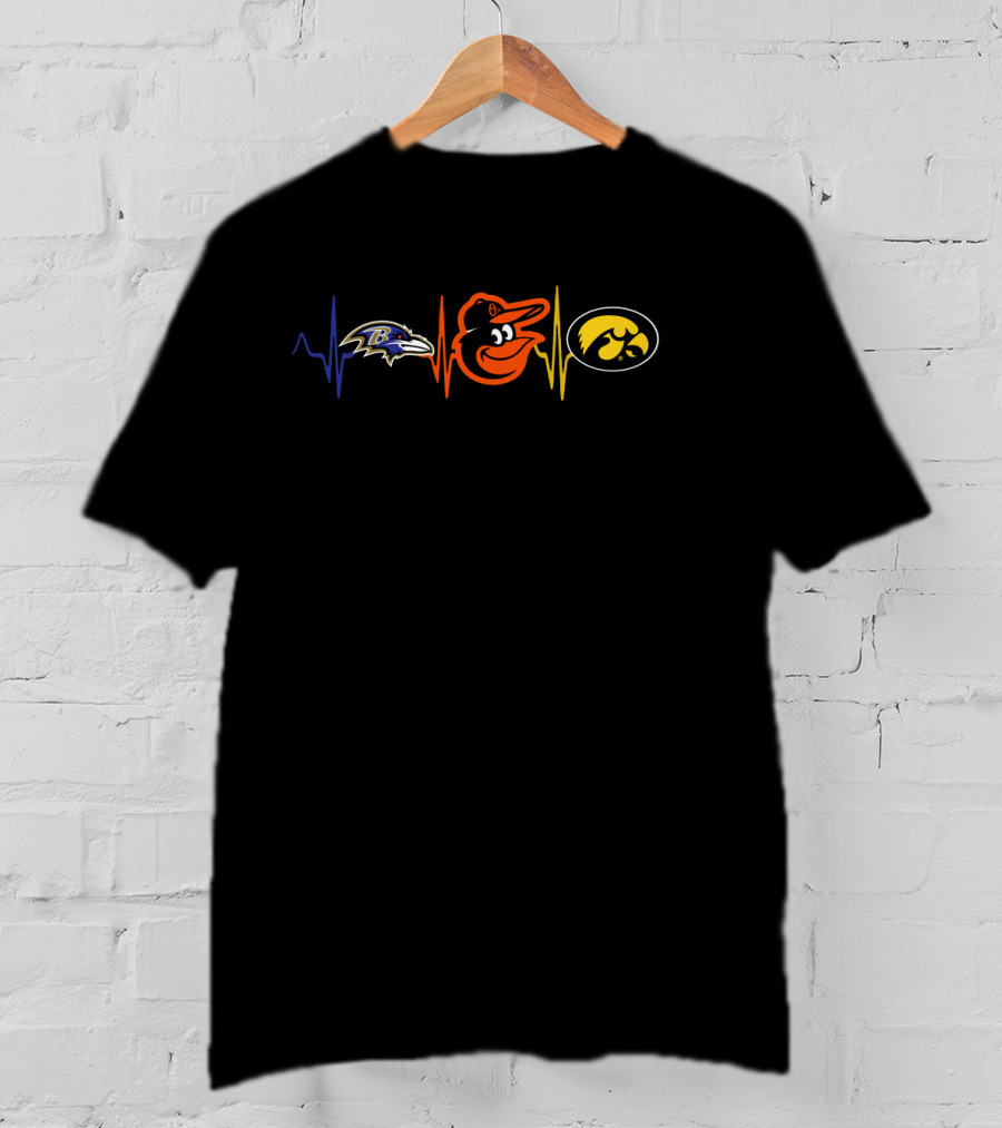 Baltimore Ravens Orioles Iowa Hawkeyes Heartbeat T-Shirt