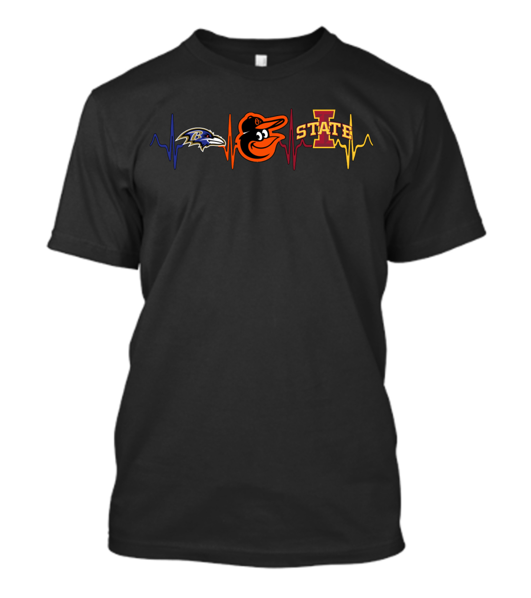 Baltimore Ravens Baltimore Orioles Iowa State Cyclones Heartbeat T-Shirt