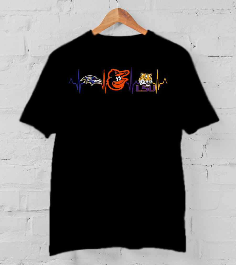 Ravens Baltimore Orioles Lsu Heartbeat T-Shirt