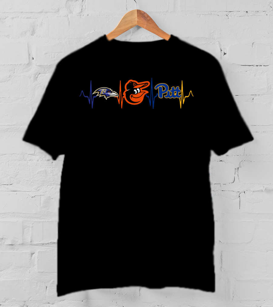Baltimore Ravens Baltimore Orioles Pitt Heartbeat T-Shirt