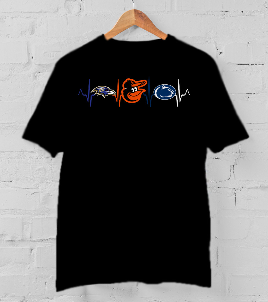 Baltimore Ravens Orioles Penn State Heartbeat T-Shirt