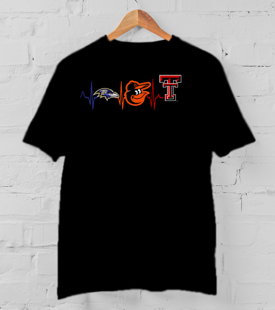 Baltimore Ravens Orioles Texas Tech Heartbeat T-Shirt