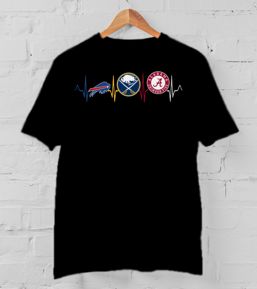 Buffalo Bills Buffalo Sabres Alabama Crimson Tide Heartbeat T-Shirt