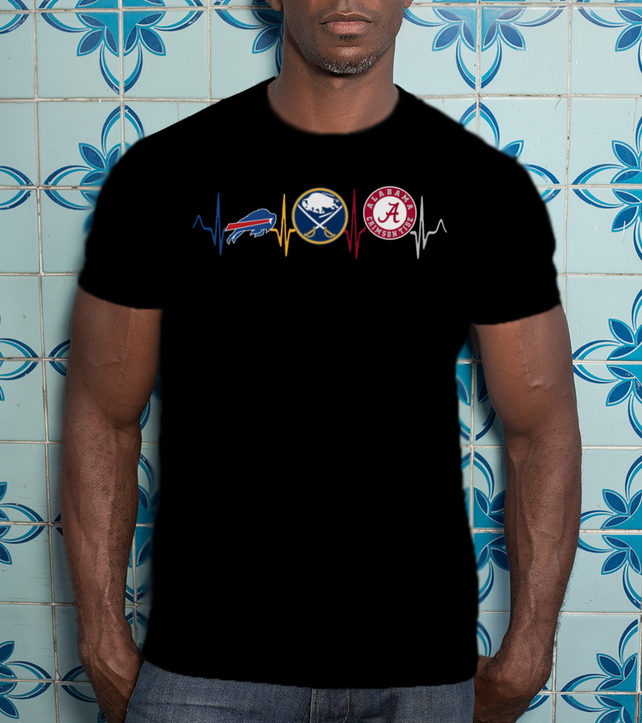Buffalo Bills Buffalo Sabres Alabama Crimson Tide Heartbeat T-Shirt