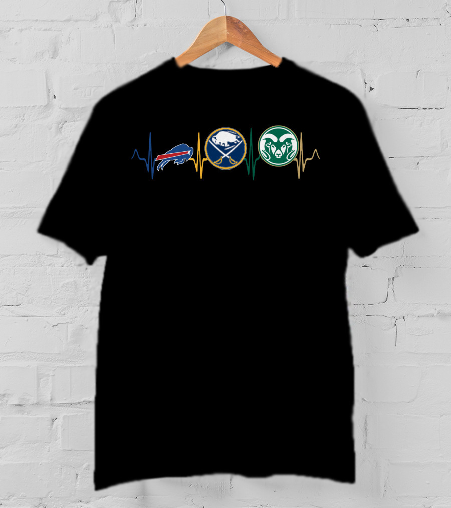 Buffalo Bills Buffalo Sabres Colorado State Rams Heartbeat T-Shirt