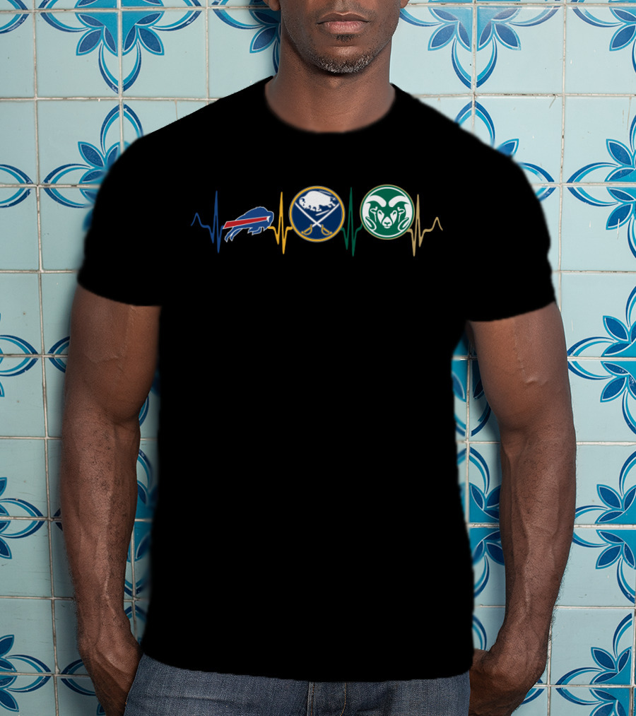 Buffalo Bills Buffalo Sabres Colorado State Rams Heartbeat T-Shirt