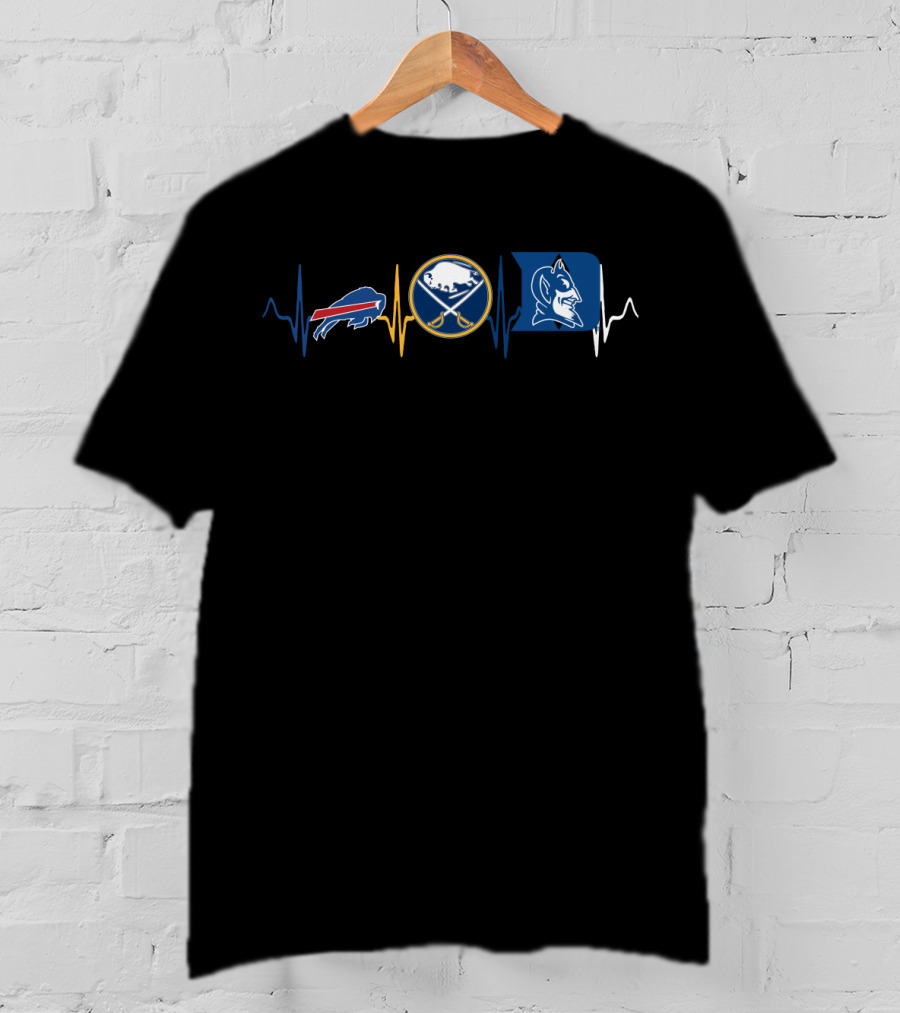 Buffalo Bills Buffalo Sabres Duke Blue Devils Heartbeat T-Shirt