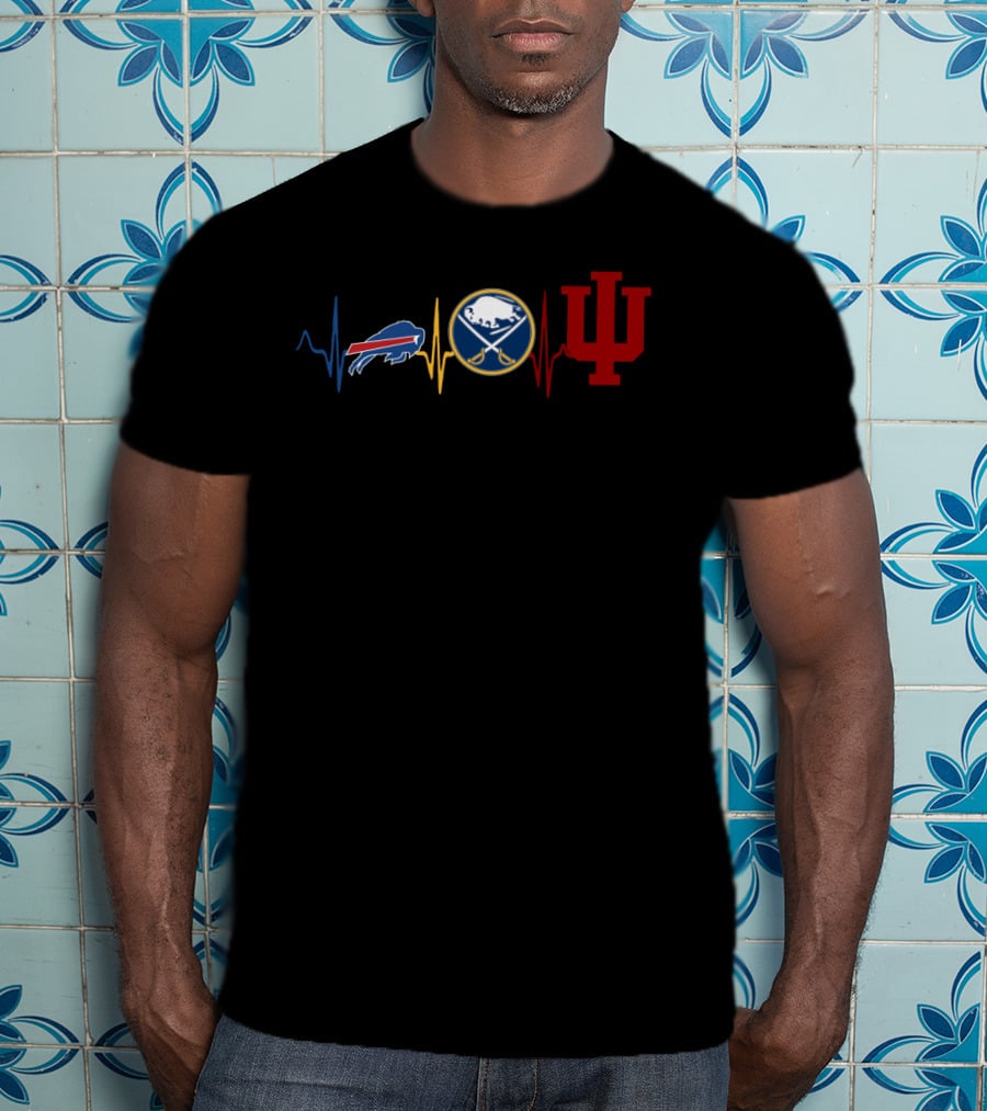Buffalo Bills Buffalo Sabres Indiana Hoosiers Heartbeat T-Shirt