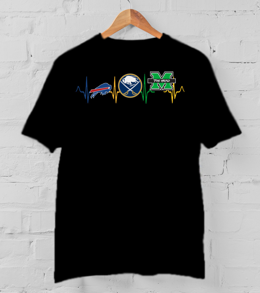 Buffalo Bills Sabres Marshall The Herd Heartbeat T-Shirt