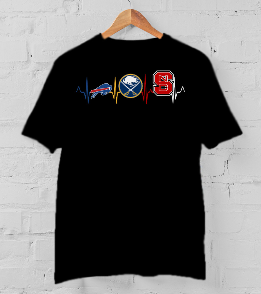 Buffalo Bills Buffalo Sabres Nc State Wolfpack Heartbeat T-Shirt