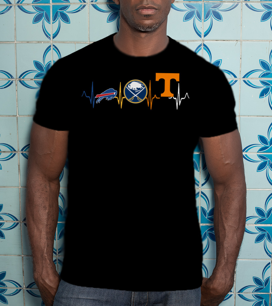 Buffalo Bills Sabres Love Tennessee Volunteers Heartbeat T-Shirt