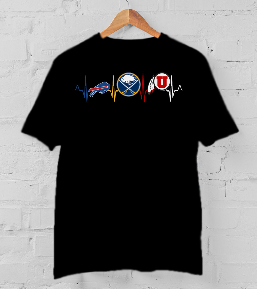Buffalo Bills Buffalo Sabres Utah Utes Heartbeat T-Shirt