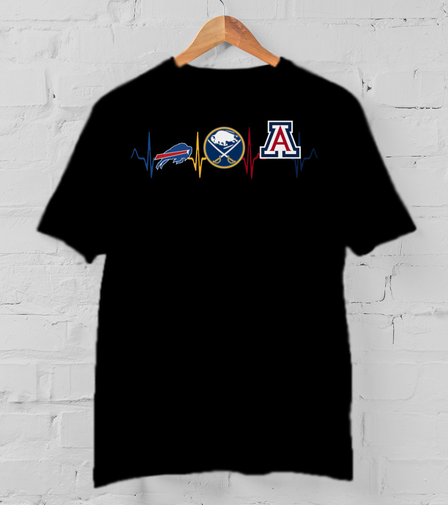 Buffalo Bills Buffalo Sabres Arizona Wildcats Heartbeat T-Shirt