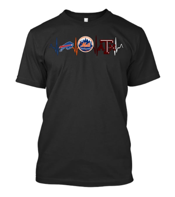 Buffalo Bills New York Mets Texas A&M Heartbeat T-Shirt