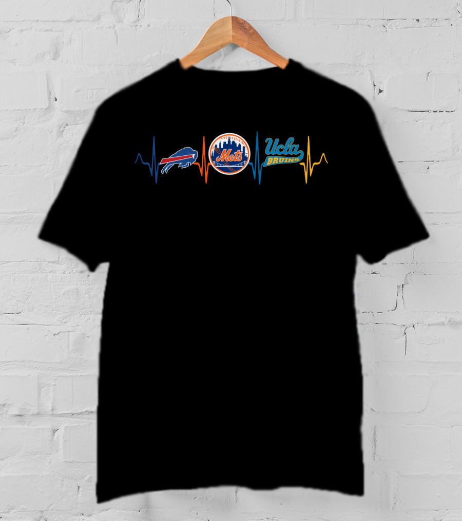 Buffalo Bills New York Mets Ucla Bruins Heartbeat T-Shirt