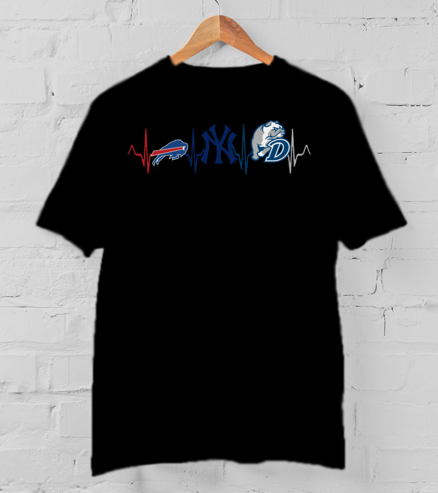 Buffalo Bills New York Yankees Db Bulldog Heartbeat T-Shirt