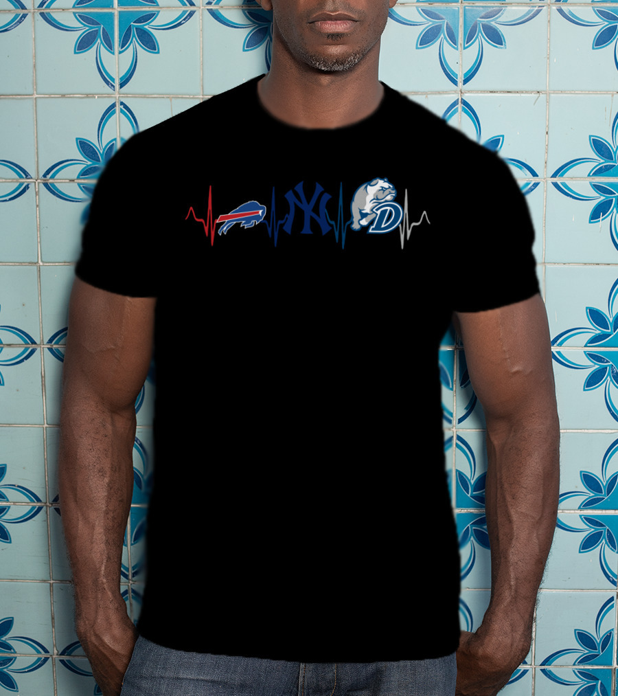 Buffalo Bills New York Yankees Db Bulldog Heartbeat T-Shirt