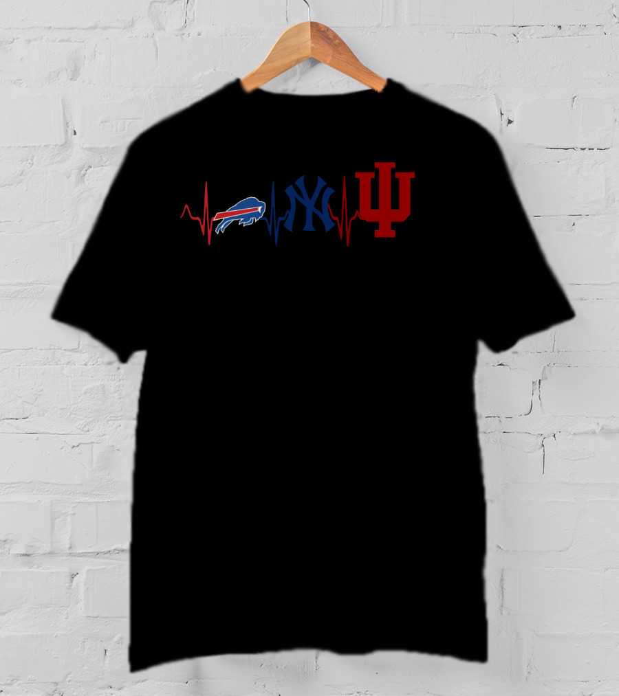 Buffalo Bills New York Yankees Indiana Hoosiers Heartbeat T-Shirt