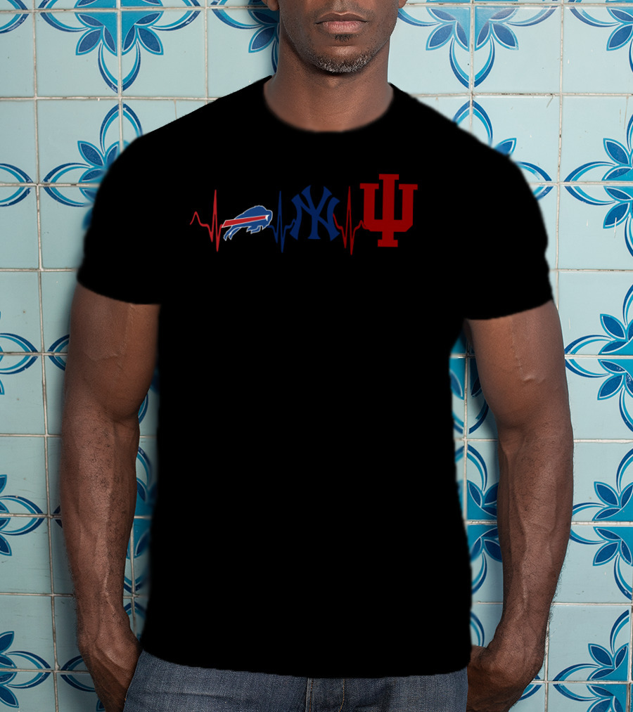 Buffalo Bills New York Yankees Indiana Hoosiers Heartbeat T-Shirt