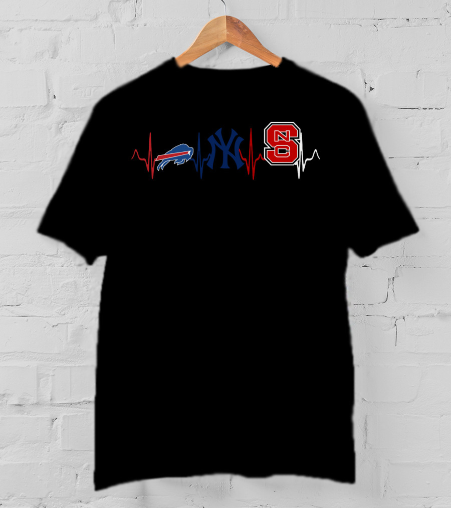 Buffalo Bills New York Yankees Nc State Ncs Heartbeat T-Shirt