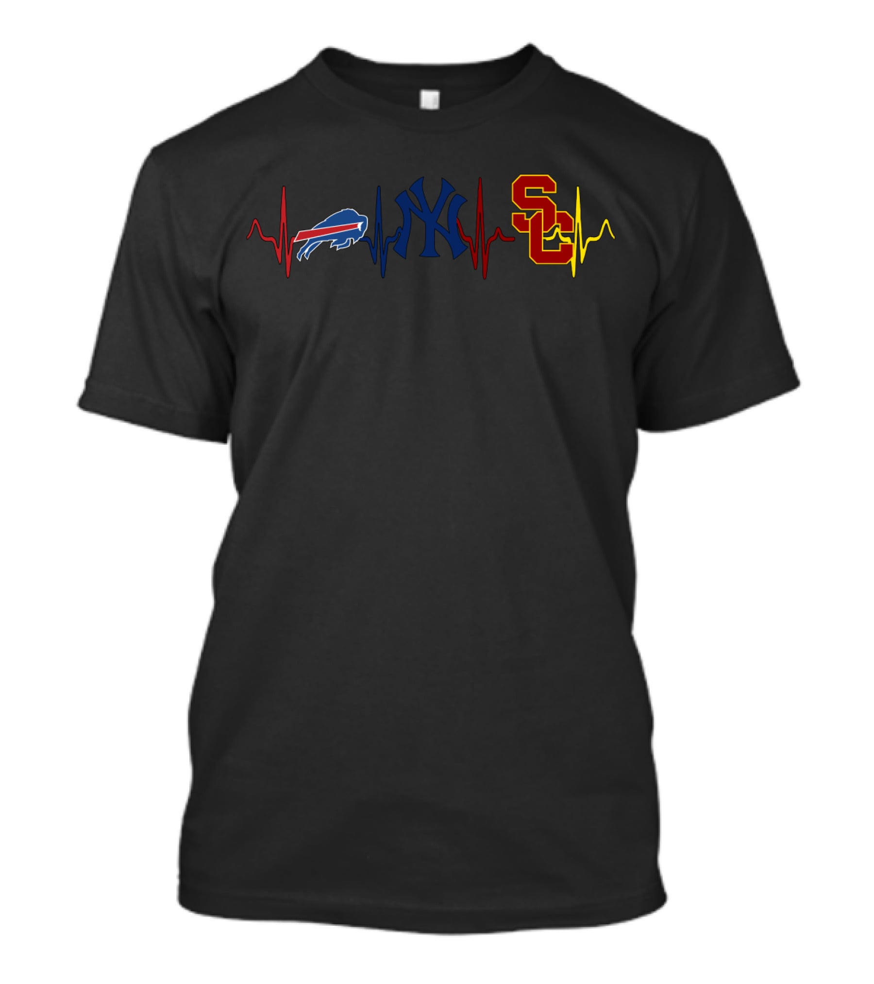 Buffalo Bills New York Yankees Usc Trojans Heartbeat T-Shirt