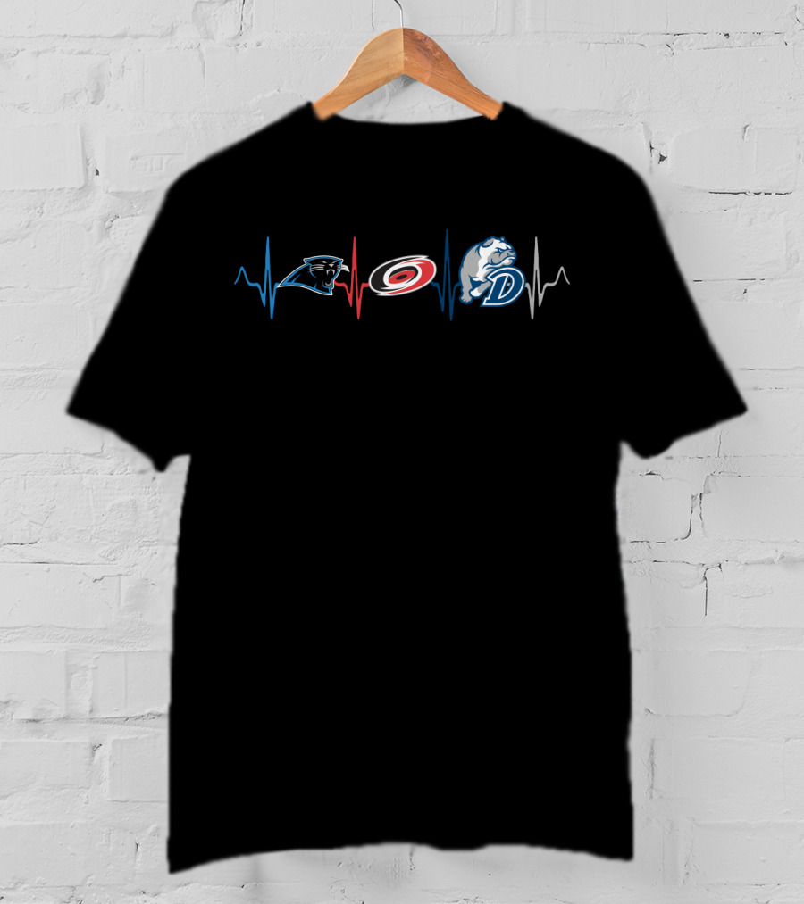 Love Panthers Hurricanes Db Heartbeat Logo Trio T-Shirt