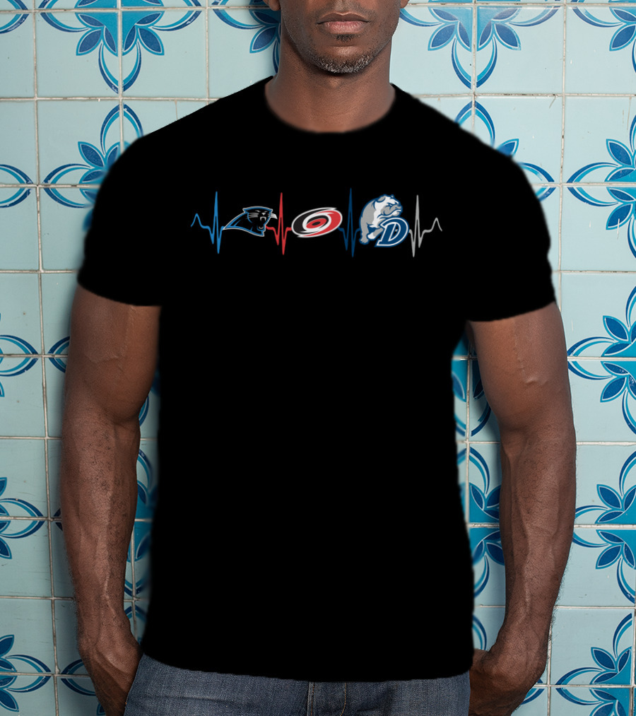 Love Panthers Hurricanes Db Heartbeat Logo Trio T-Shirt