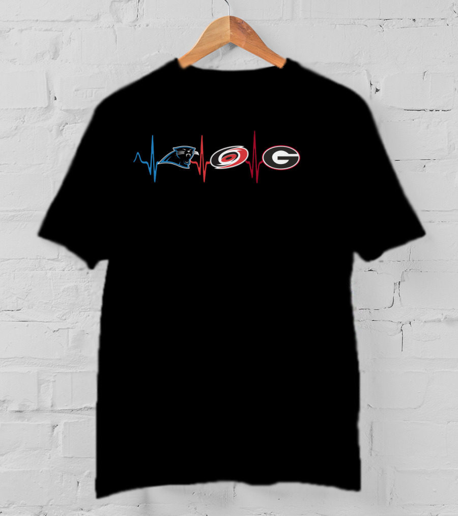 Carolina Panthers Carolina Hurricanes Georgia Bulldogs Heartbeat T-Shirt