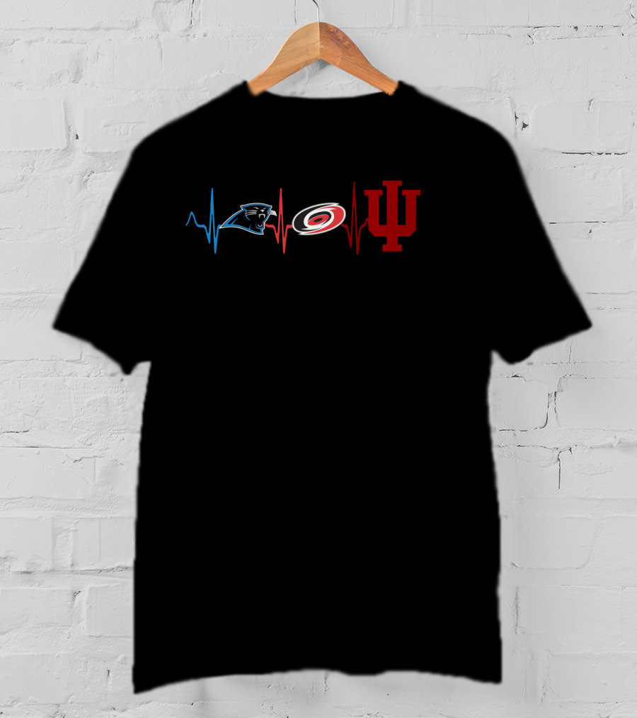 Carolina Panthers Hurricanes Indiana Hoosiers Heartbeat T-Shirt