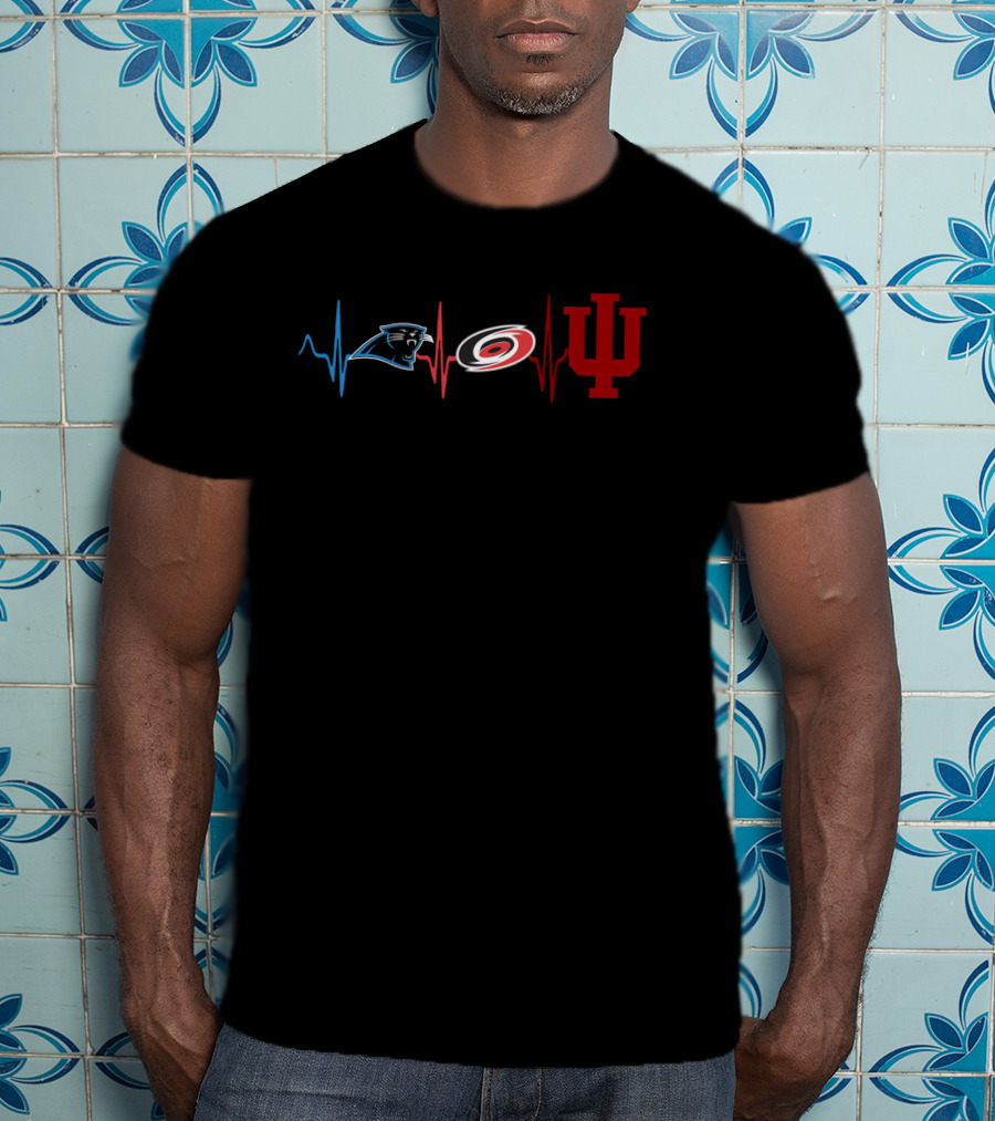 Carolina Panthers Hurricanes Indiana Hoosiers Heartbeat T-Shirt