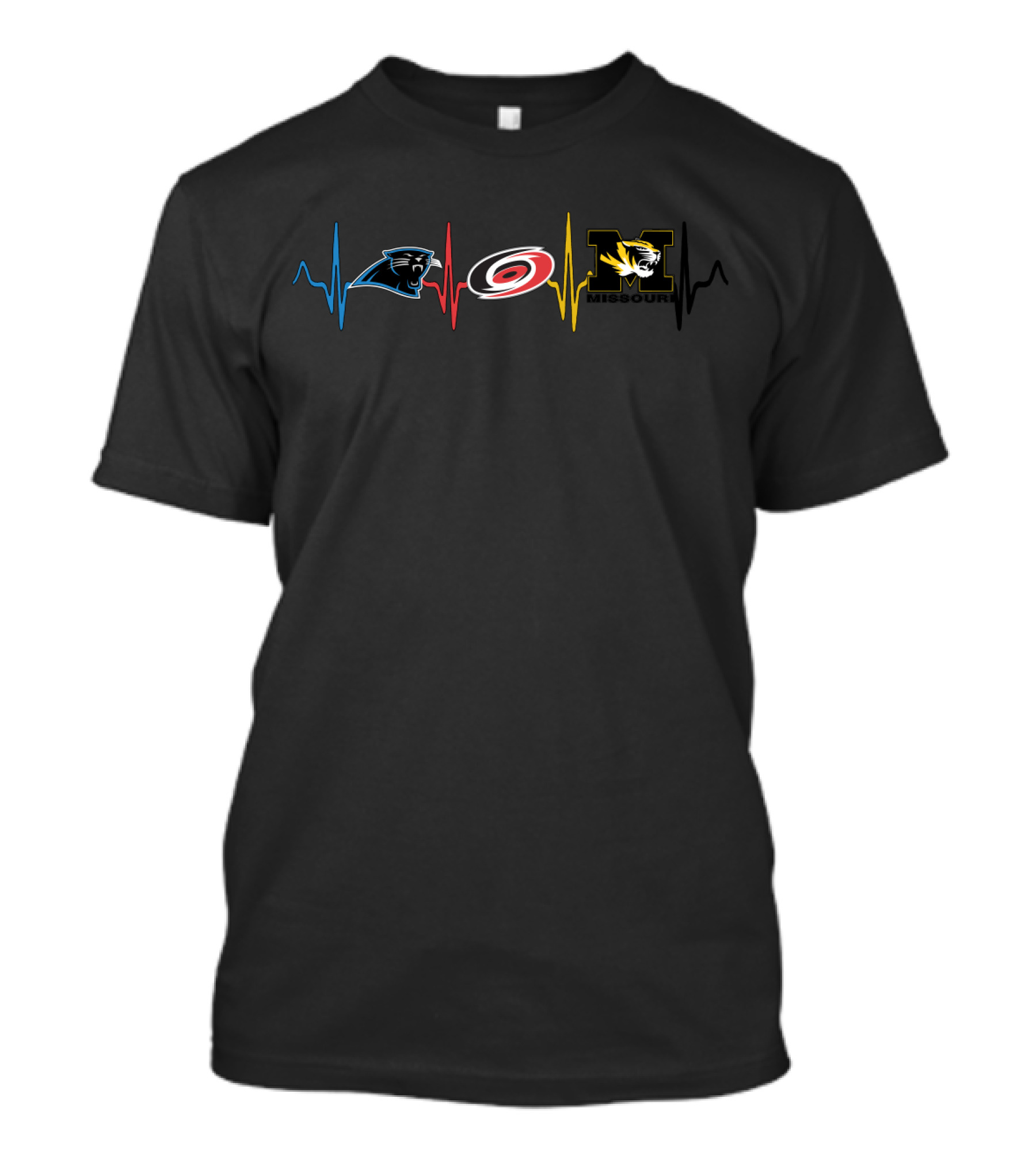 Carolina Panthers Carolina Hurricanes Missouri Tigers Heartbeat T-Shirt