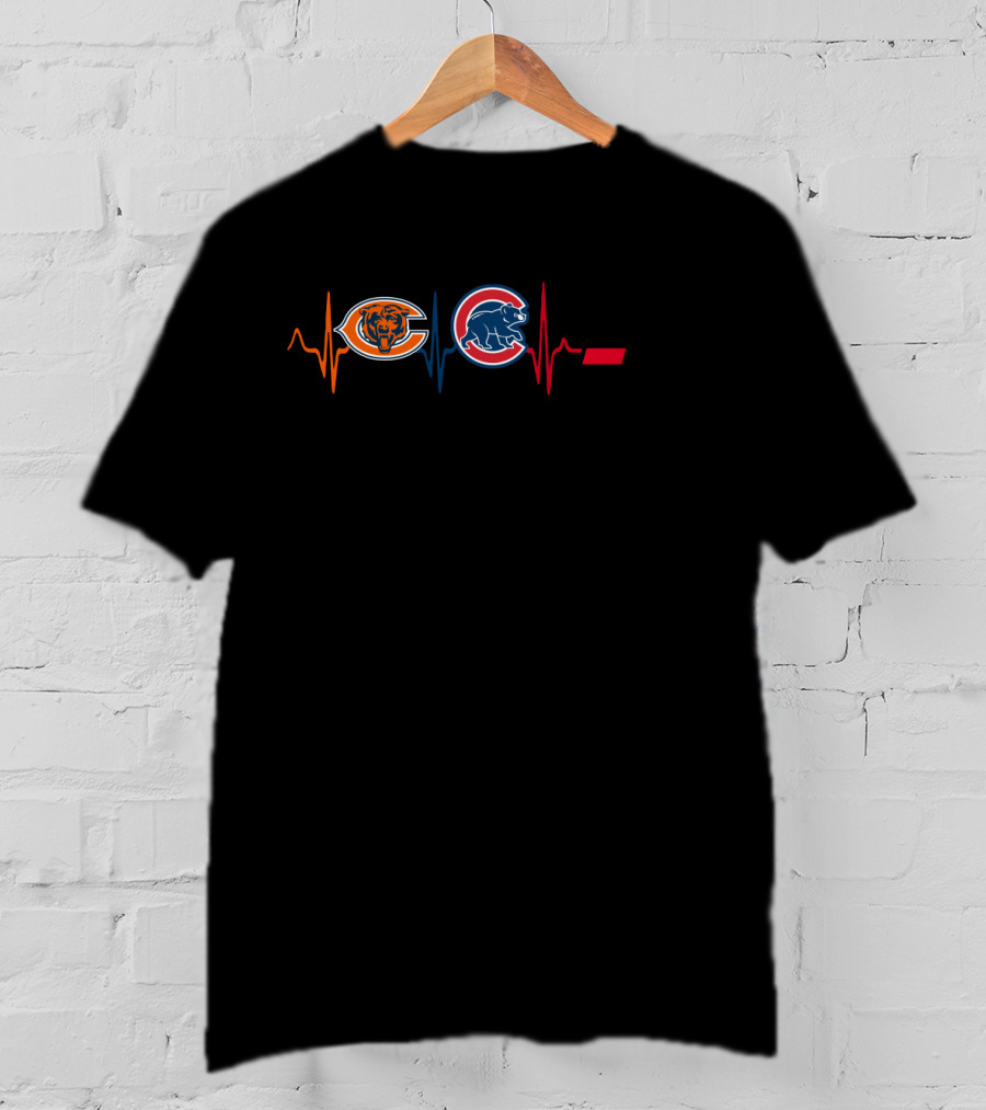Chicago Bears Chicago Cubs Cincinnati Bearcats Heartbeat T-Shirt