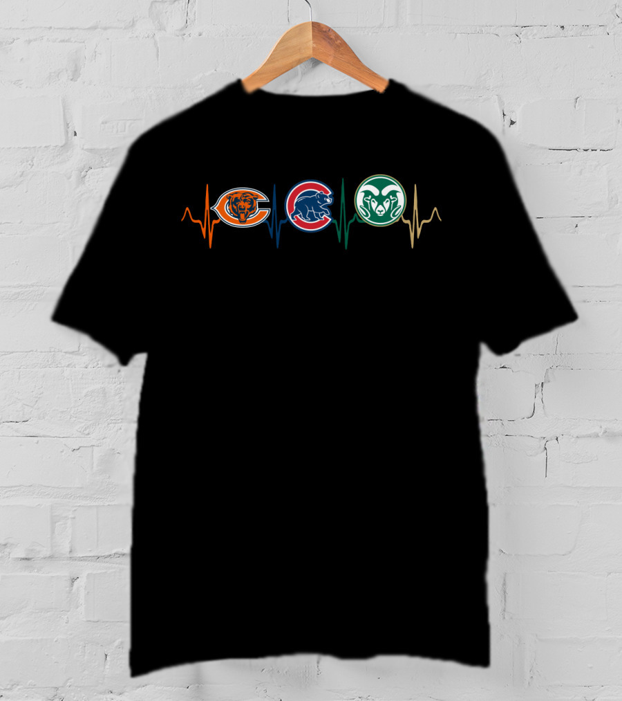 Chicago Bears Chicago Cubs Csu Rams Heartbeat T-Shirt
