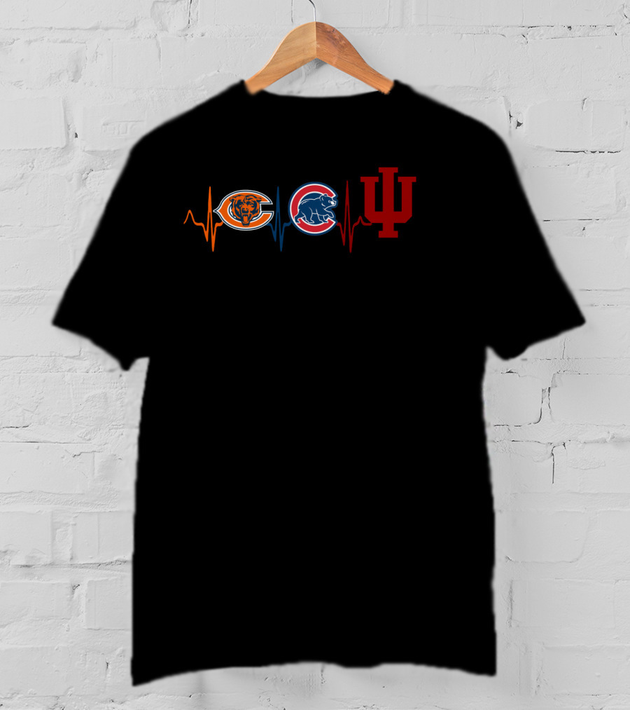 Chicago Bears Chicago Cubs Indiana Hoosiers Heartbeat T-Shirt