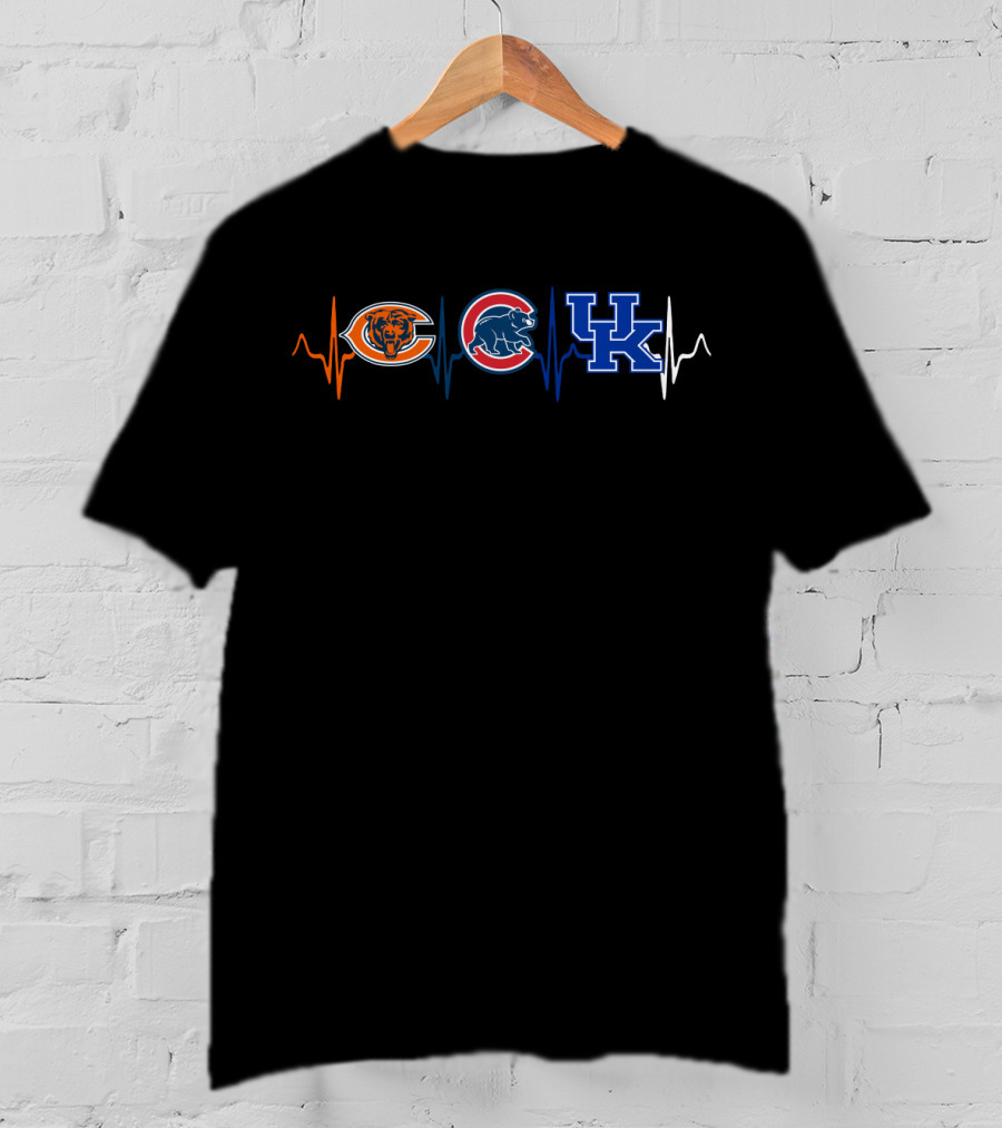 Chicago Bears Cubs Kentucky Wildcats Heartbeat T-Shirt