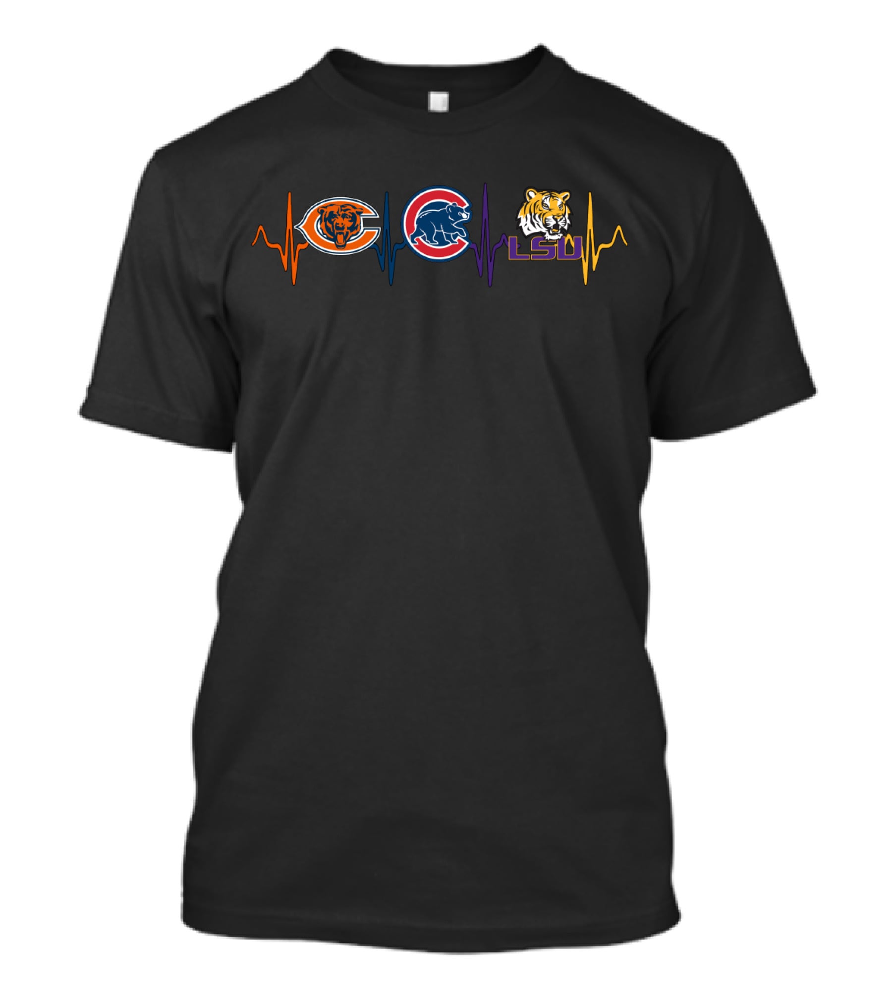 Chicago Bears Cubs Lsu Tigers Heartbeat T-Shirt