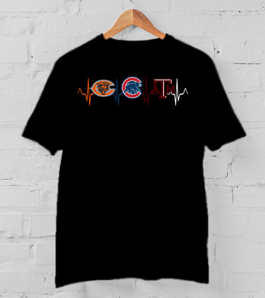 Chicago Bears Cubs Texas A&M Heartbeat T-Shirt